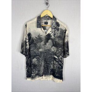 Strellson Shirt Mens M Black White Scenic Print Short Sleeve Designer